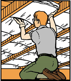 Insulation with fiberglass batts.