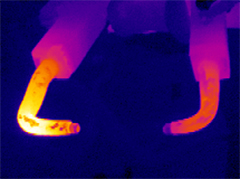 Figure 2:  Cooling water flow restriction on a welding tip