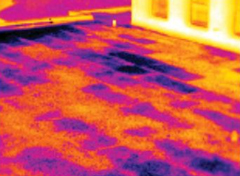 Example of wet insulation on a low slope roof.