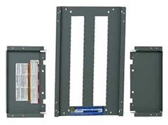Typical components of a panelboard dead front.