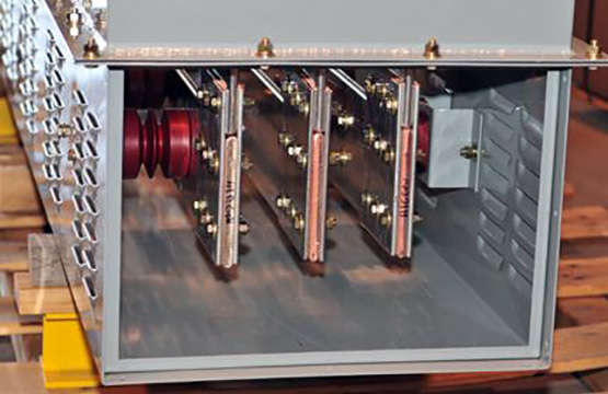 Cross section of bus duct inside an enclosure