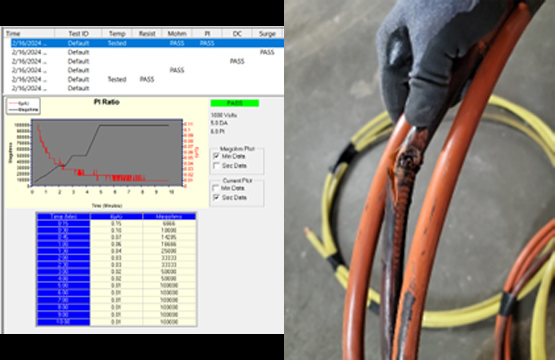 Showing a blowout on the B phase of the wires. 