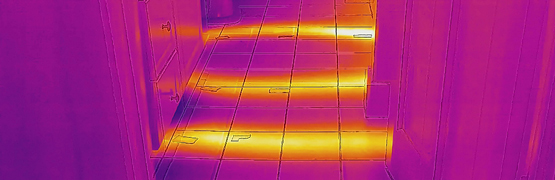 Infrared photo of heated floor.