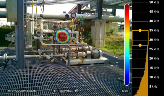 Ammonia leak utilizing acoustic imaging