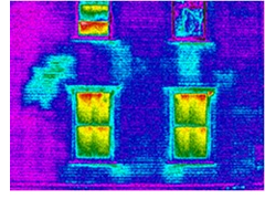 A building system where the abnormal thermal patterns have been detected.