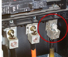 Improperly torqued, thermal expansion broke bolt.