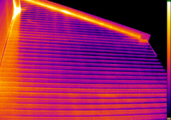 Lower section of siding on building