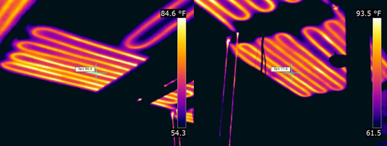 Picture of radiant heat in the ceiling.